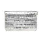 Kate Spade Madison Croc Embossed Willow Mini Flap Crossbody Silver