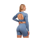 Gymshark Adapt Animal Long Sleeve Crop Top - Worn Blue/Peri Blue