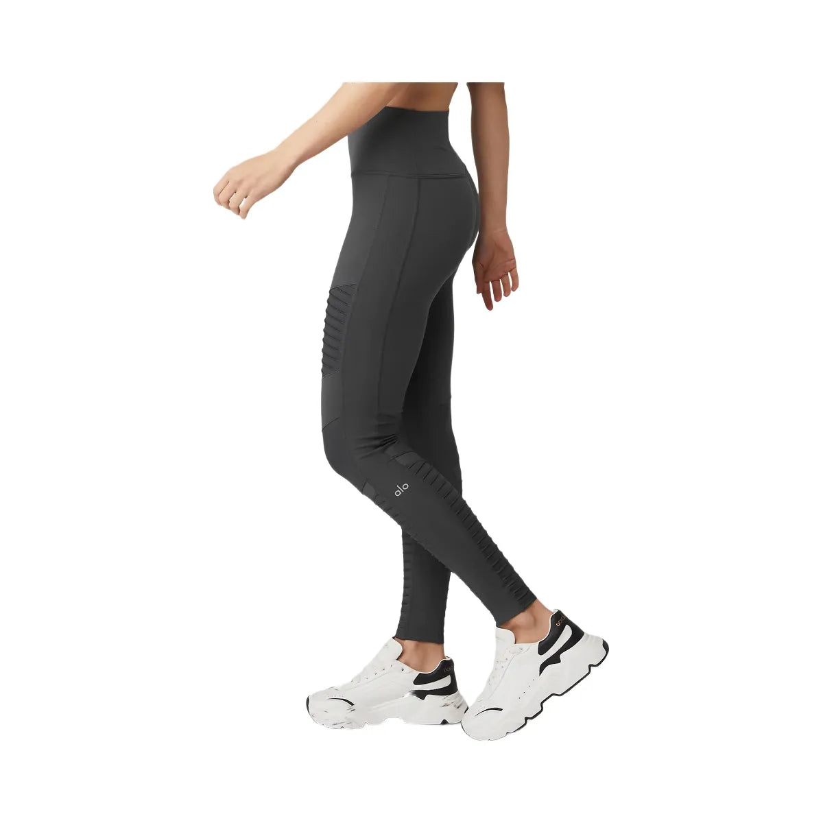 Alo Women's High-Waist Moto Legging - Anthracite/Anthracite Glossy