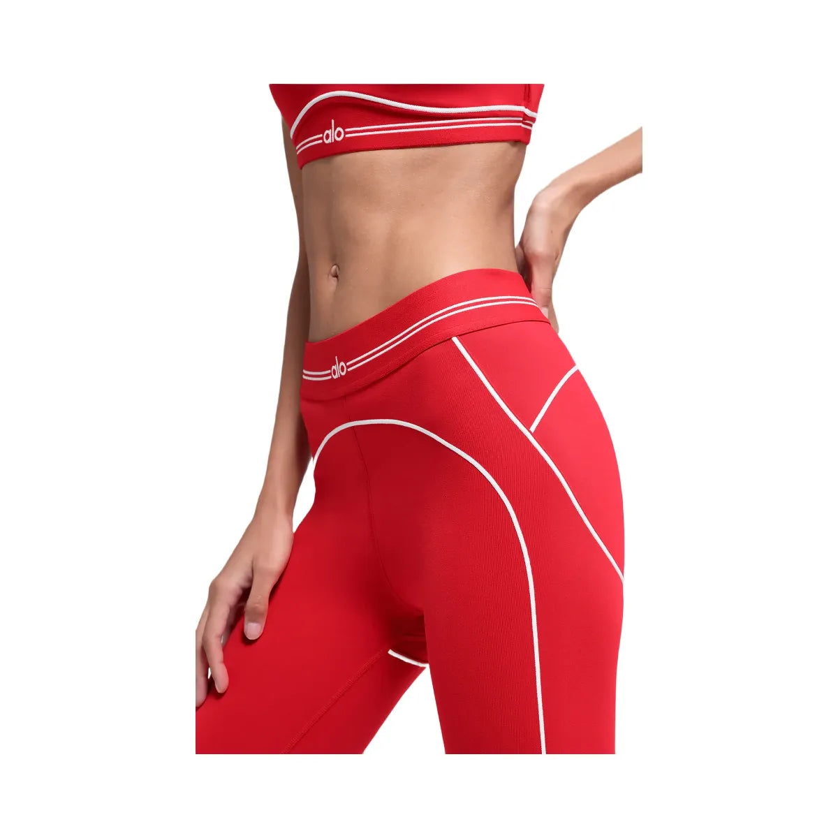 Alo Women's Airbrush High-Waist 7/8 Heart Throb Legging - Bright Red/White