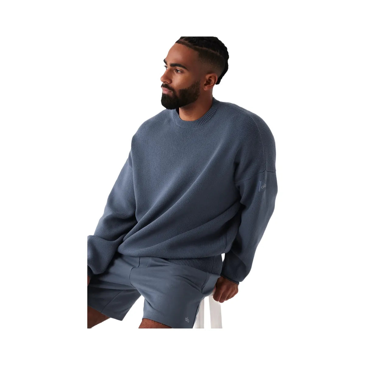 Alo Men's Scholar Crew Neck Sweater - Bluestone