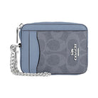 Coach Zip Card Case In Signature Canvas Signature Canvas-Silver-Chambray