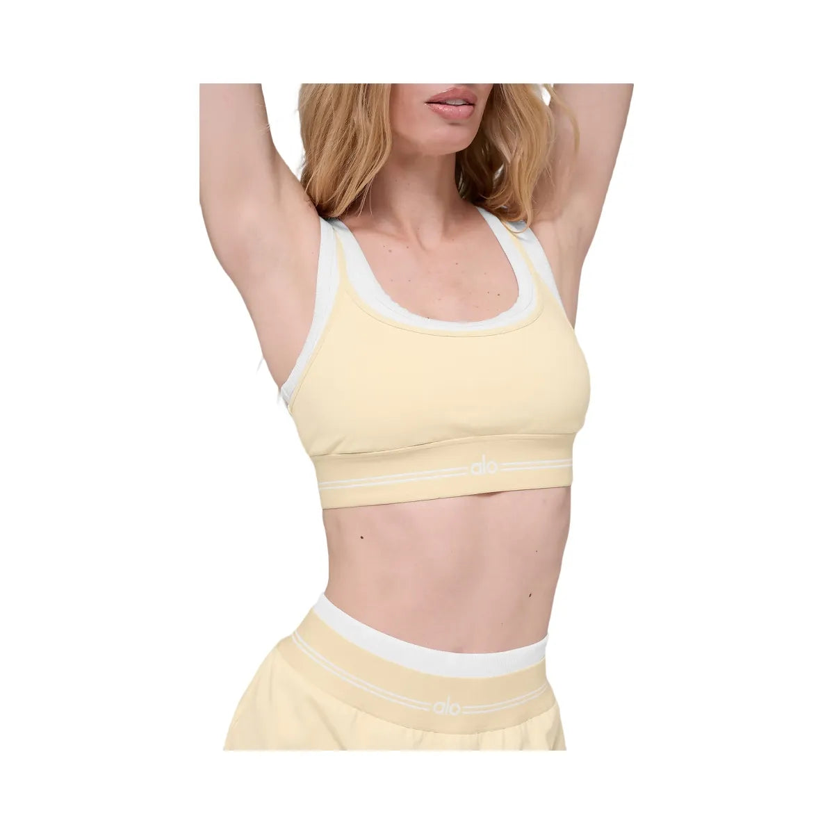 Alo Women's Airbrush Better Together Bra - Candlelight Yellow/White