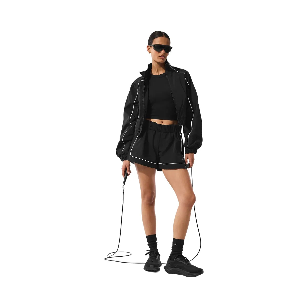 Alo Women's Motivate Track Short - Black/White