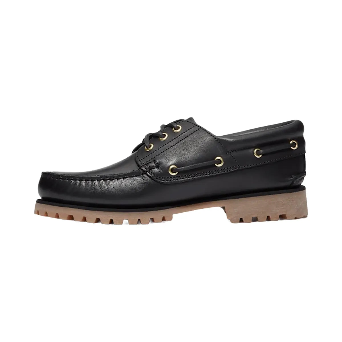 Timberland Authentic 3-Eye Lug Handsewn Boat Shoe Black Full-Grain Men'S