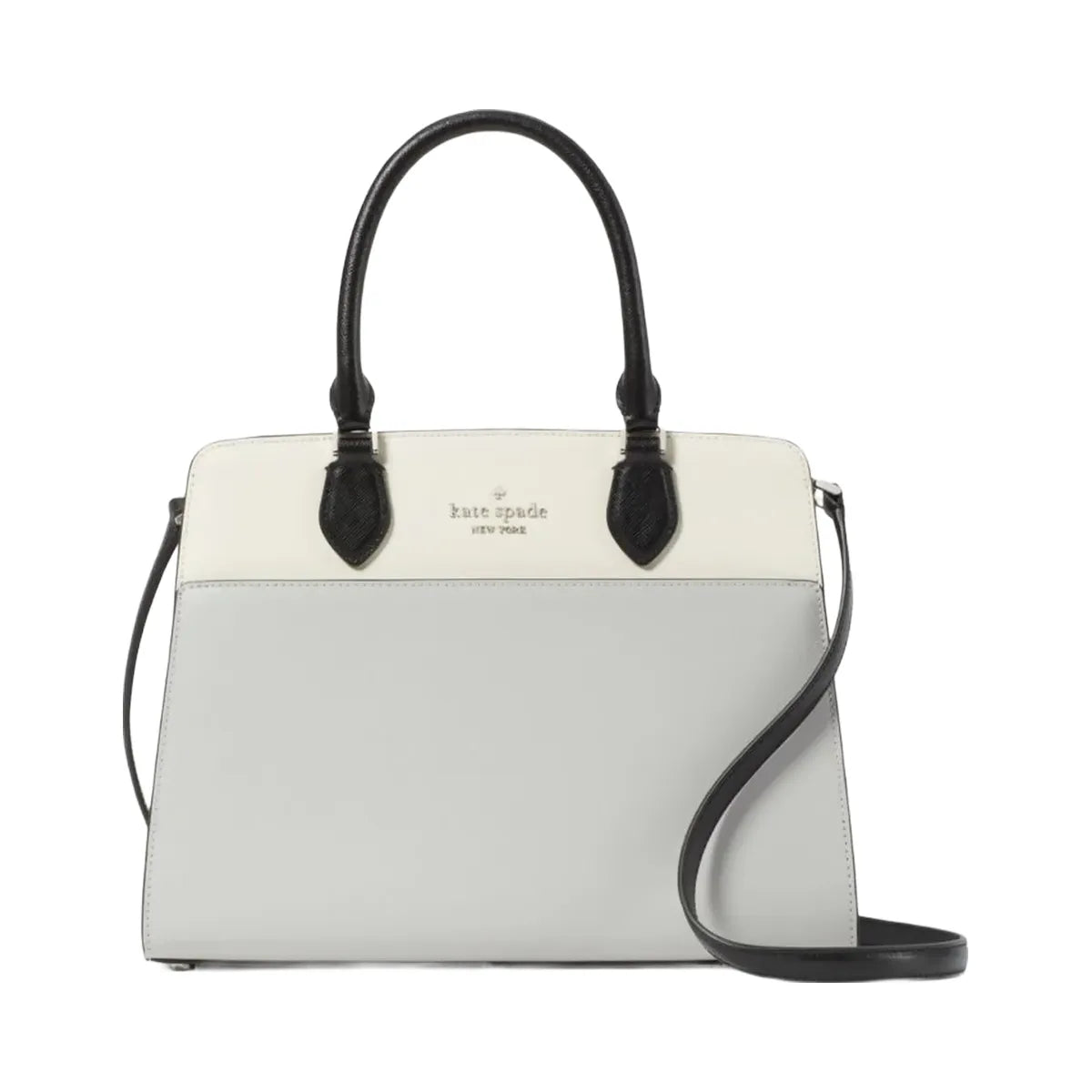 Kate Spade Madison Colorblock Saffiano Leather Medium Satchel Platinum Grey Multi