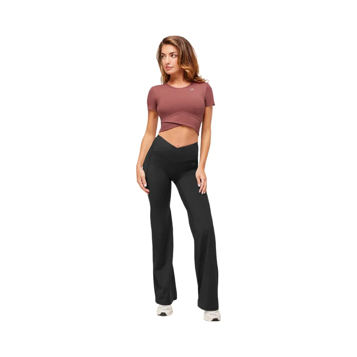 Gymshark Crossover Midi Top with Shelf - Burgundy Brown