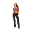 Gymshark Crossover Midi Top with Shelf - Burgundy Brown