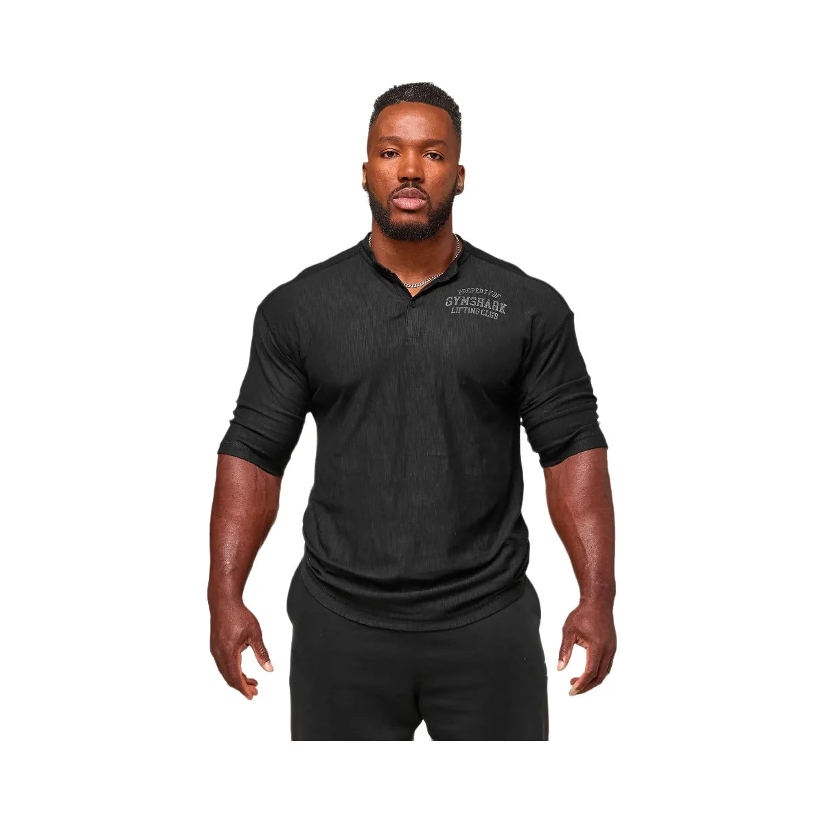 Gymshark Lightweight Slub Textured 3/4 Henley - Black