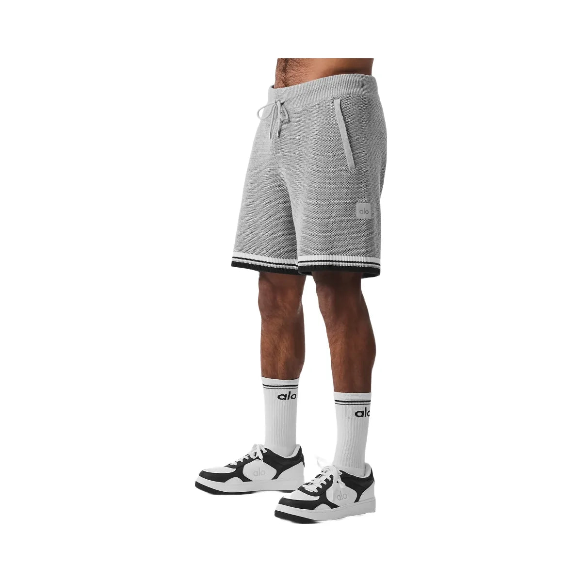 Alo Men's 7" Sports Club Sweater Knit Basketball Short - Athletic Heather Grey