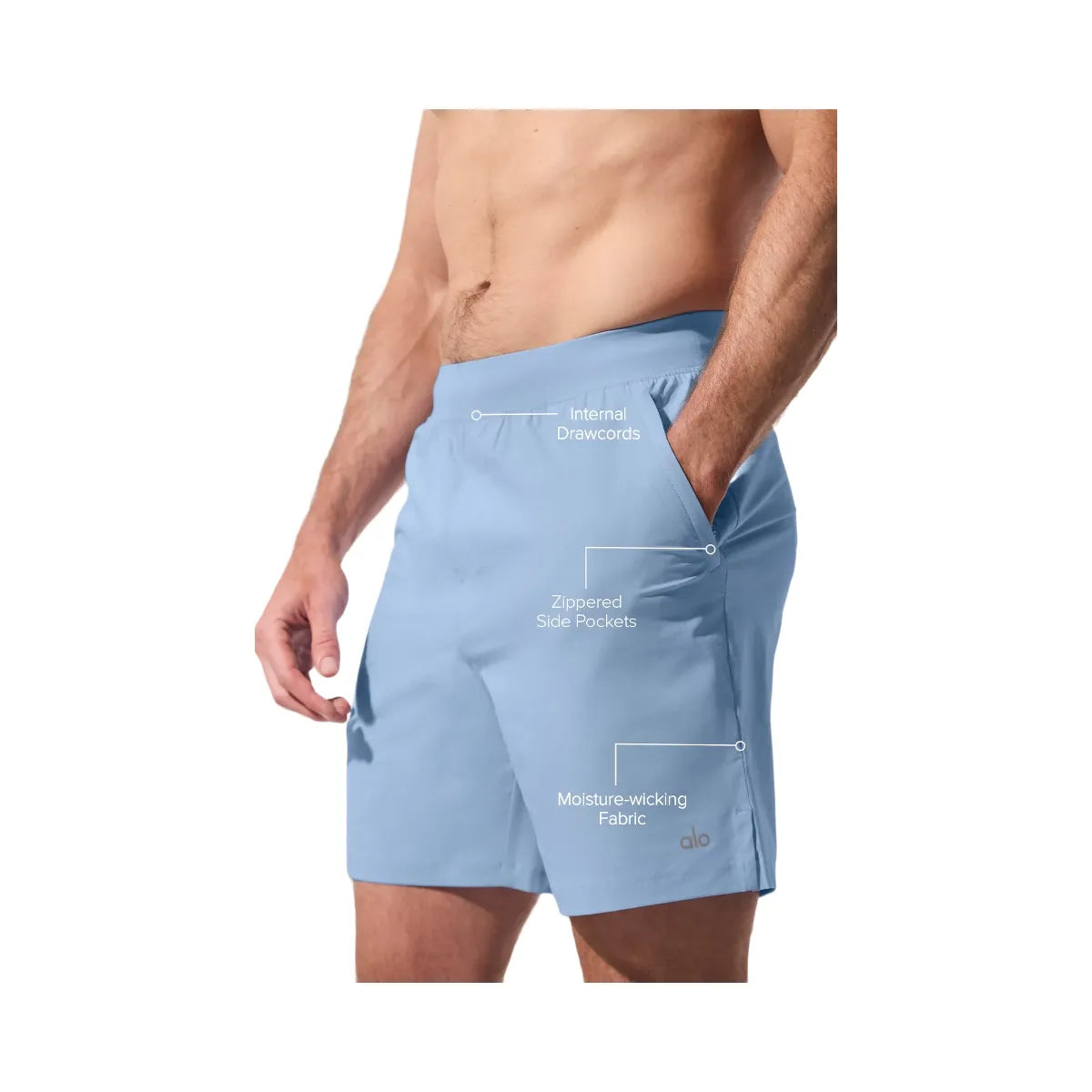 Alo Men's 7" Repetition Short - Seashell Blue