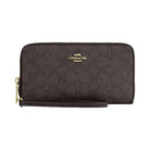 Coach Long Zip Around Wallet With Detachable Card Case In Signature Canvas Signature Canvas-Gold-Walnut-Black