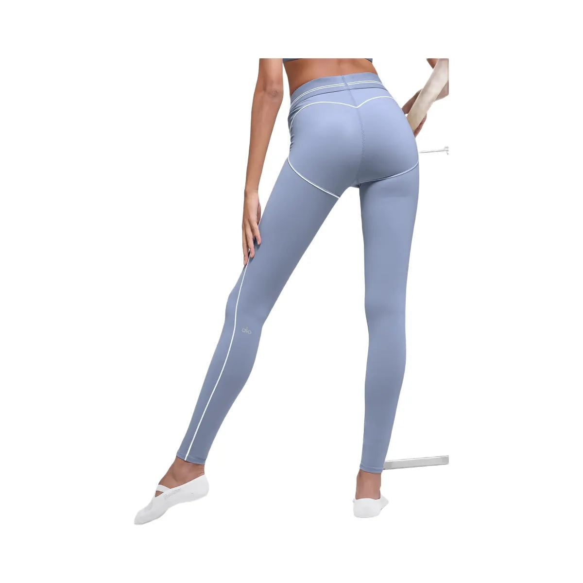 Alo Women's Airbrush High-Waist Heart Throb Legging - Winter Frost/White