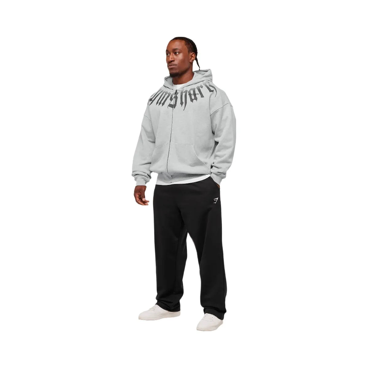 Gymshark Fade Graphic Zip Up Hoodie - Light Grey Core Marl