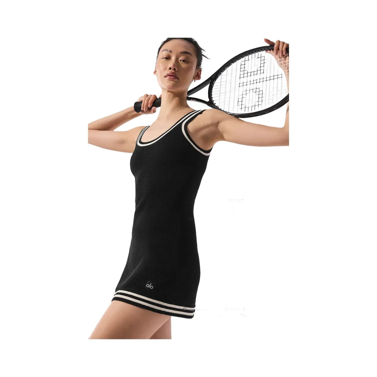 Alo Women's Tennis Club Sweater Knit Dress - Black/Ivory