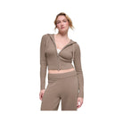 Alo Women's Wool Cashmere Ribbed Noble Full Zip Hoodie - Chai Latte