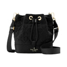 Kate Spade Flower Quilted Fabric Bucket Bag Black