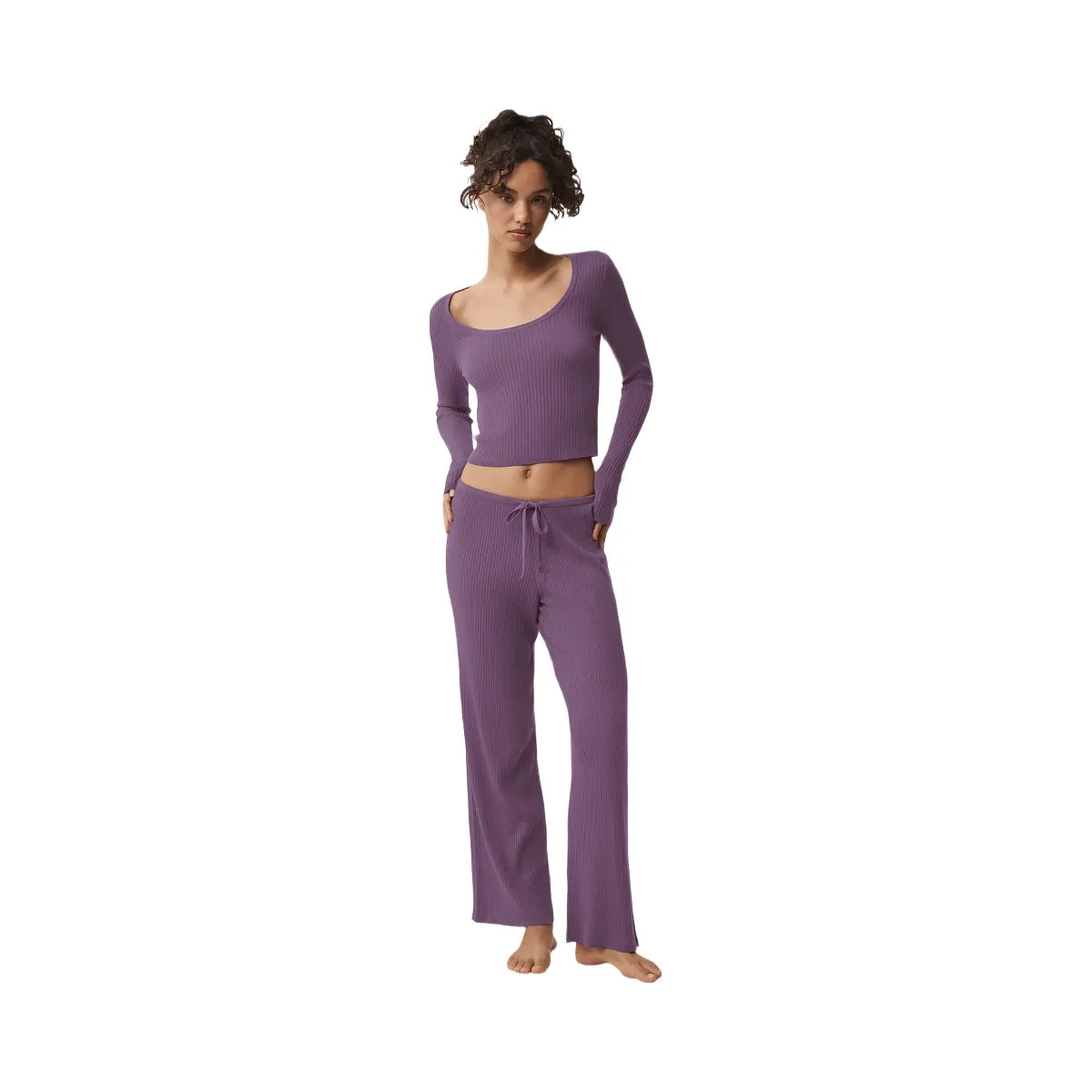 Alo Women's Sweater Knit Unwind Long Sleeve - Plum Kiss