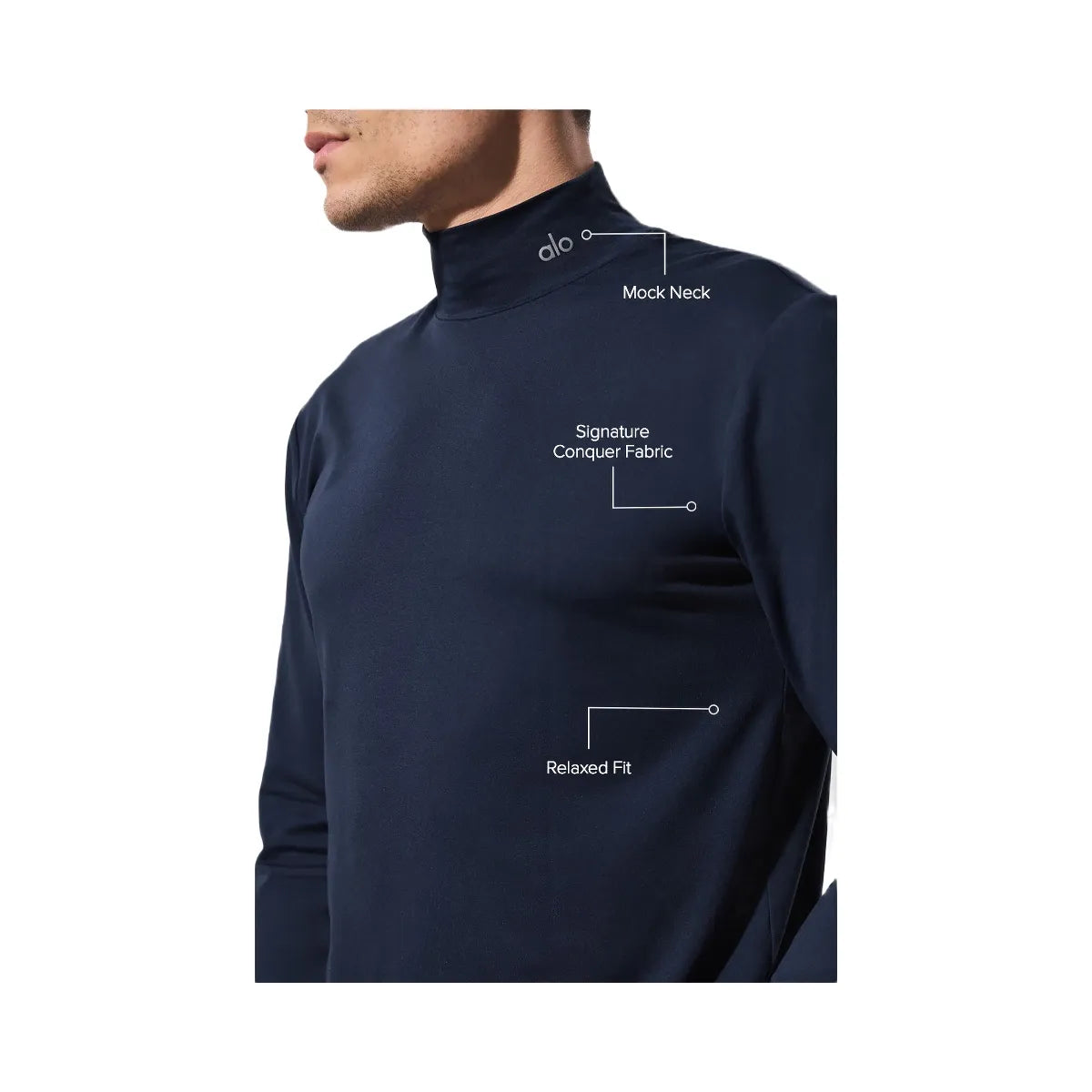 Alo Men's Conquer Reform Mock Neck Long Sleeve - Navy