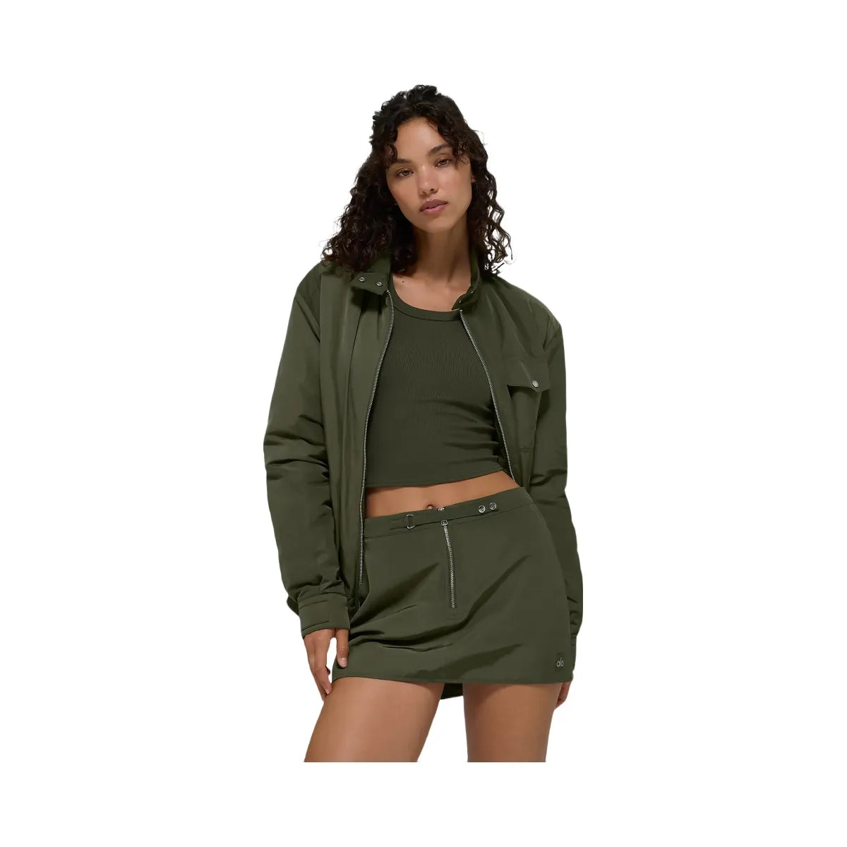 Alo Women's Work It Bomber - Green Olive