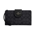 Coach Phone Wallet In Signature Canvas Signature Canvas-Gunmetal-Charcoal-Black