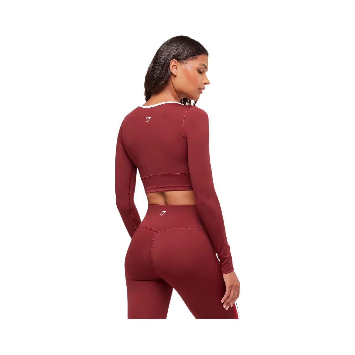 Gymshark Piping Long Sleeve Crop Top - Sets Red/Carmine Red/Soft White