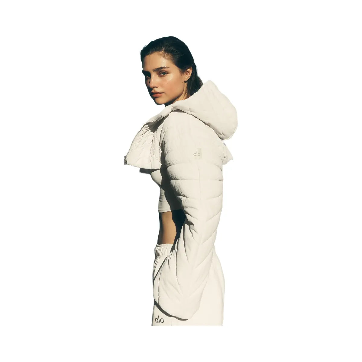 Alo Women's Quilted Starlight Puffer Shrug - Bone