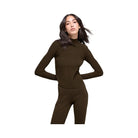 Alo Women's Denim Knit Backless Long Sleeve - Espresso/Black