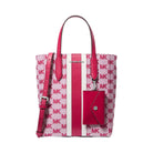 Michael Kors Vincent Small Logo Jacquard Tote Bag with Card Case Dk Raspberry