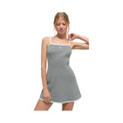 Alo Women's Ribbed Sweater Knit Highline Dress - Lunar Grey/White
