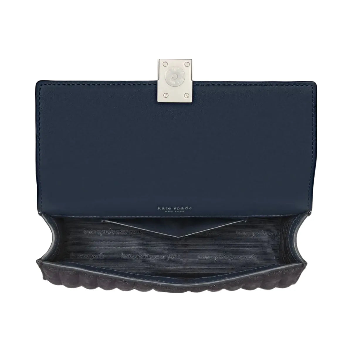 Kate Spade Deco Quilted Glitter Suede Mini Flap Chain Crossbody Navy Multi