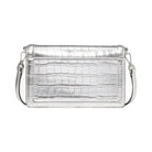 Kate Spade Knott Croc Embossed Mini Flap Crossbody Silver