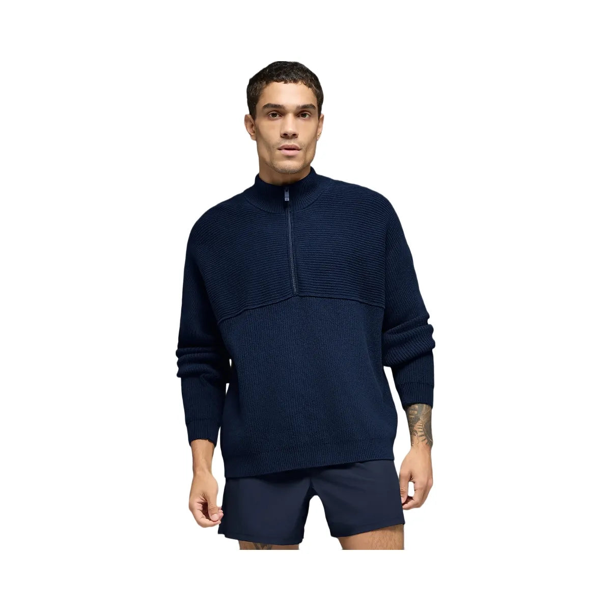 Alo Men's Domain Shift Rib Knit 1/4 Zip Sweater - Navy