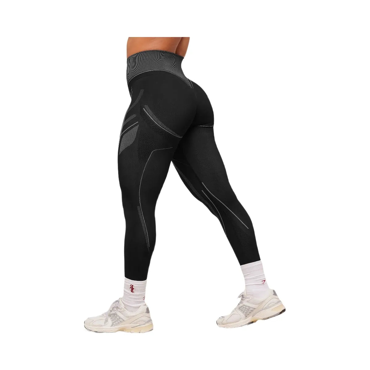 Gymshark x Analis Seamless Leggings - Black/Silver Grey