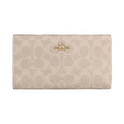Coach Slim Zip Wallet In Signature Canvas Signature Canvas-Gold-Sand-Chalk