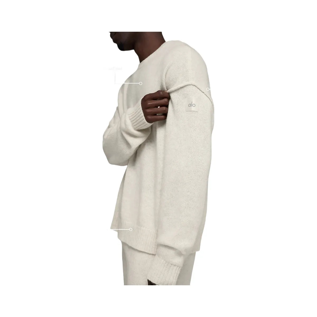 Alo Men's Unisex Wool Cashmere New Class Crewneck Sweater - Bone Heather