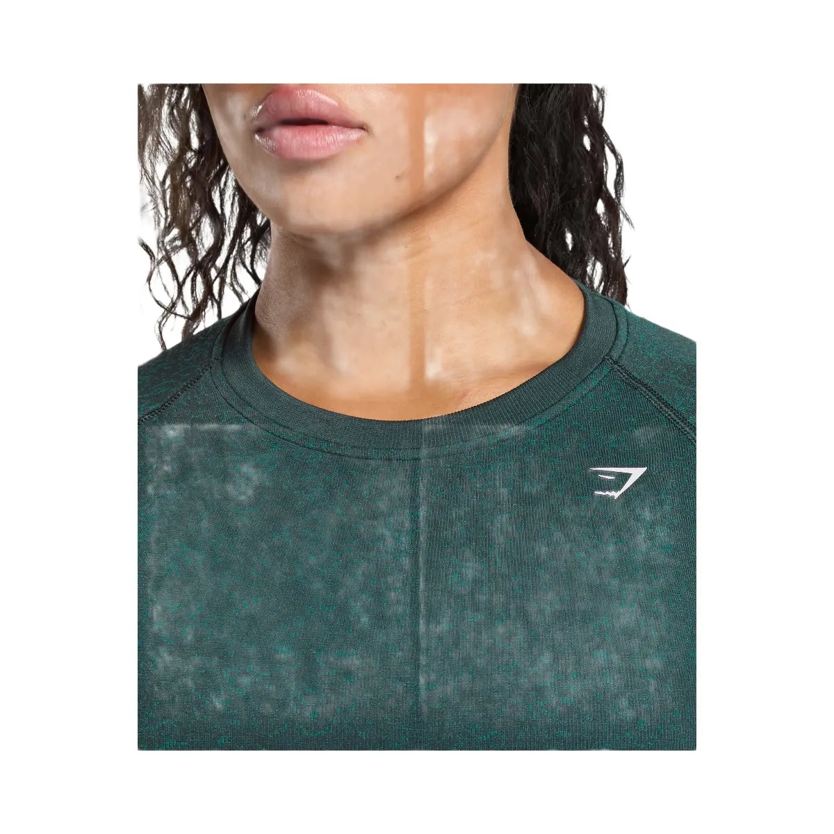 Gymshark Adapt Fleck Seamless Long Sleeve Crop Top - Darkest Teal/Functional Teal