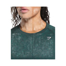 Gymshark Adapt Fleck Seamless Long Sleeve Crop Top - Darkest Teal/Functional Teal