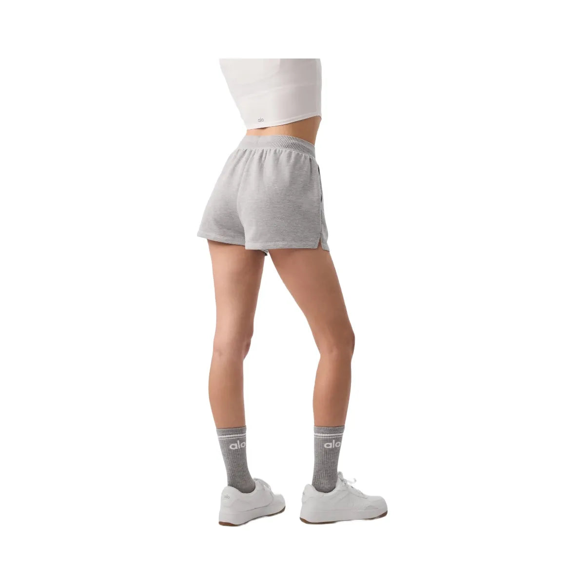Alo Women's Low Key Sweat Short - Athletic Heather Grey
