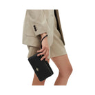 Coach Double Zip Wallet Pebbled Leather-Gold-Black