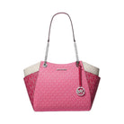 Michael Kors Jet Set Large Color-Block Signature Logo Shoulder Bag Dark Raspberry Multi