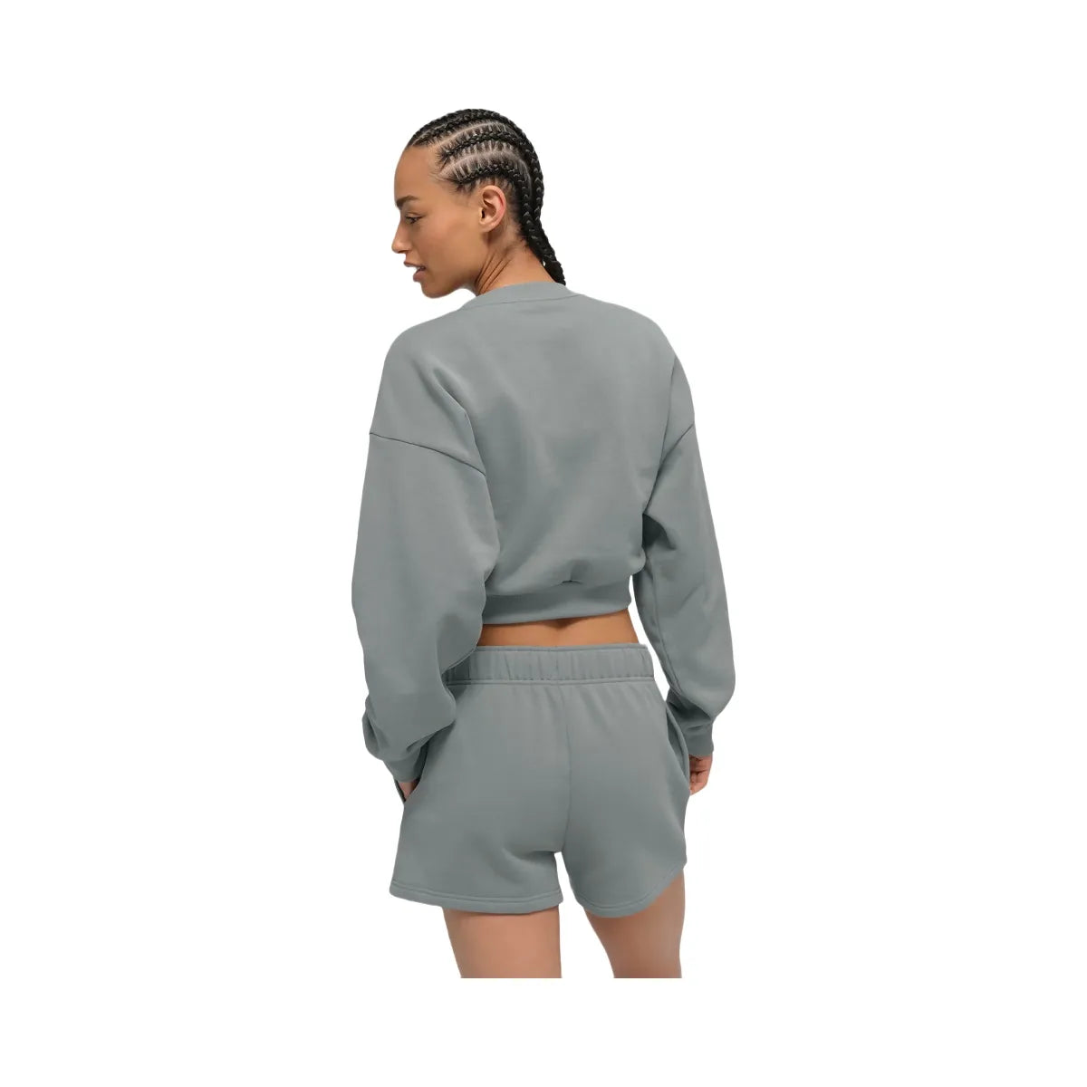 Alo Women's Cropped Accolade Crewneck - Lunar Grey