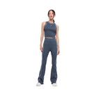 Alo Women's Ribbed Sweater Knit Highline Flare Pant - Bluestone/White