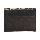 Coach Card Holder Wallet With Leopard Print And Signature Canvas Pebbled Leather-Im-Walnut-Leopard Multi