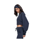 Alo Women's Cropped Sway Crew Neck Pullover - Navy