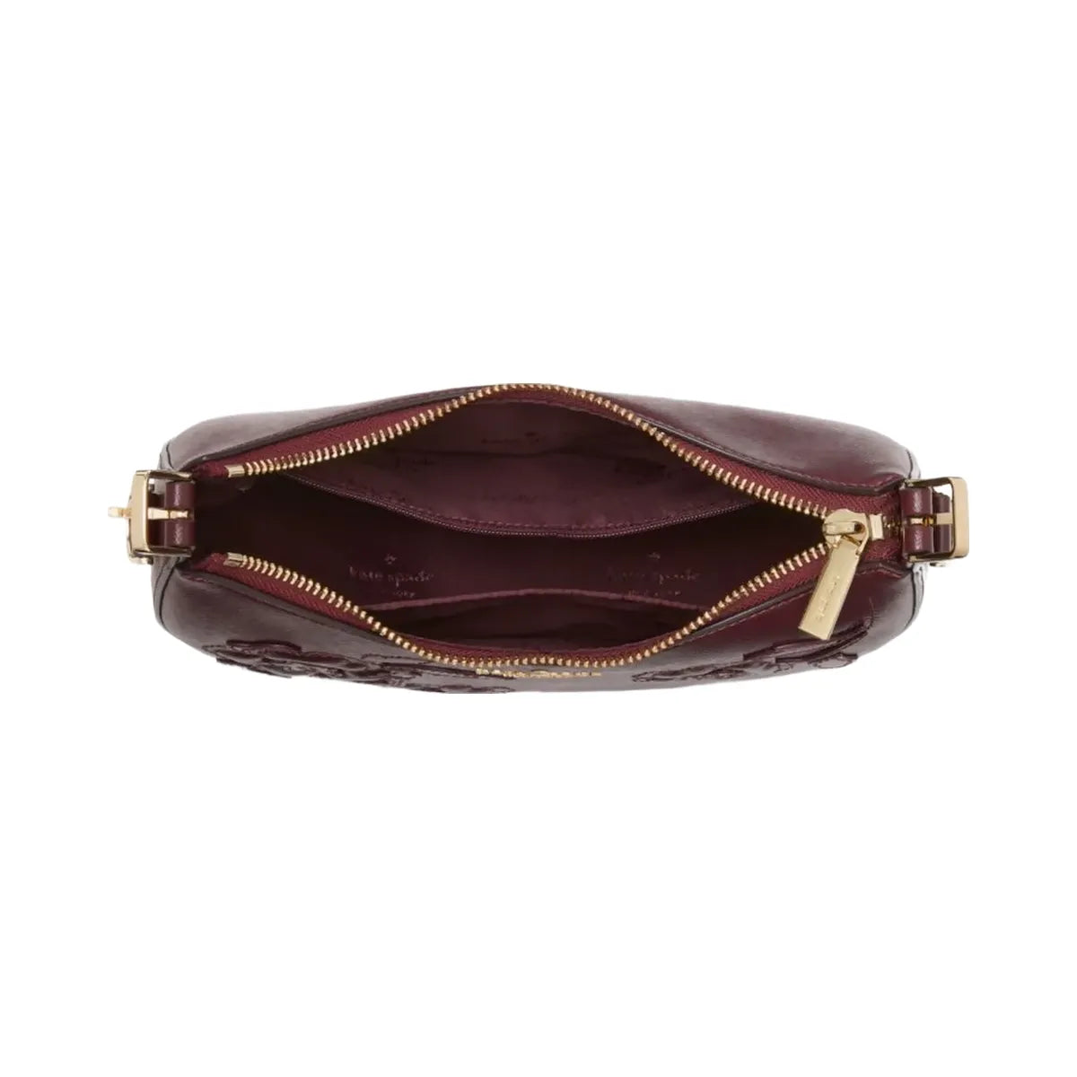 Kate Spade Nova Floral Applique Crescent Shoulder Bag Dark Merlot