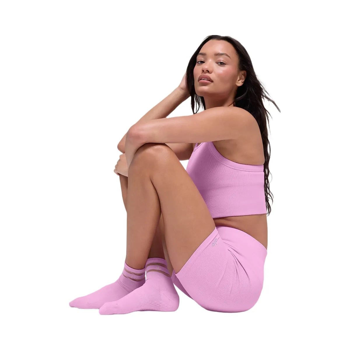 Alo Women's Pulse Grip Sock - Candy Heart Pink