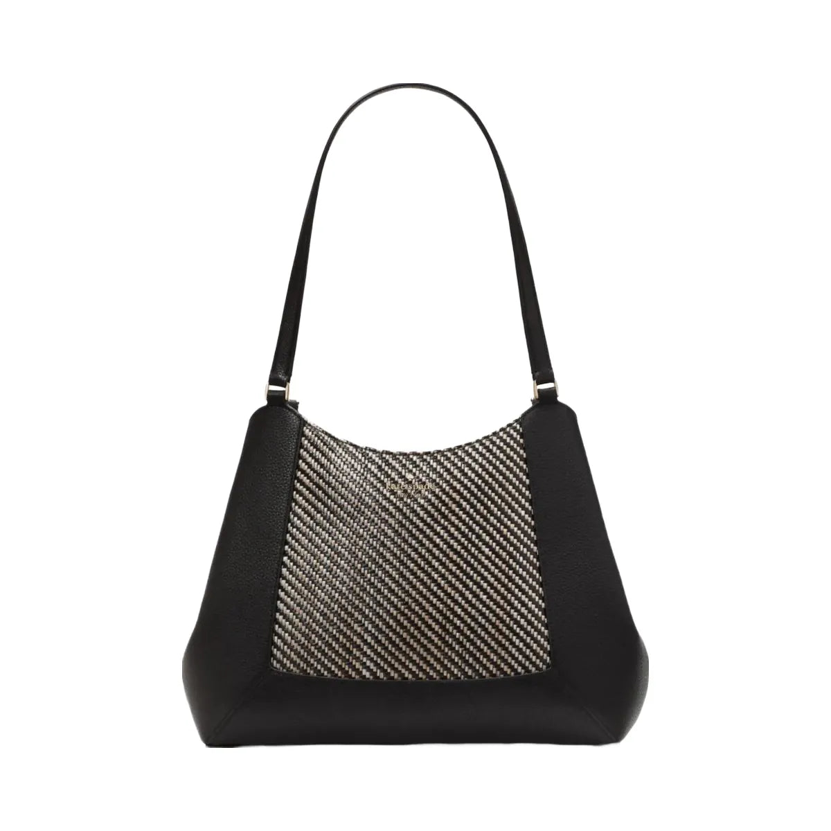 Kate Spade Lena Straw Triple Compartment Shoulder Bag Black Multi