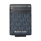 Michael Kors Cooper Signature Logo Money Clip Card Case Admrl-Plblue