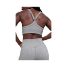 Alo Women's Seamless Two Tone Rib Bra - Light Misty Grey Heather